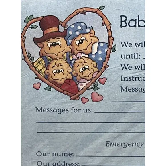Vintage Berenstain Bears Magnetic Babysitter Memo Pad New Old Stock 1997 - Picture 2 of 5